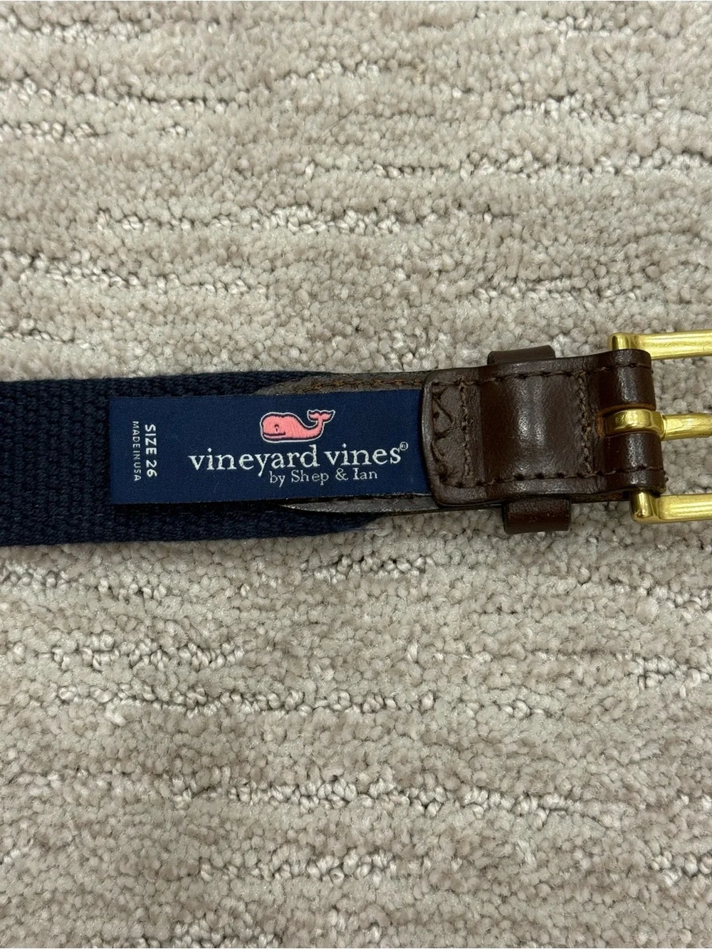 Boy’s Pink Patterned Leather-Trim Canvas Belt